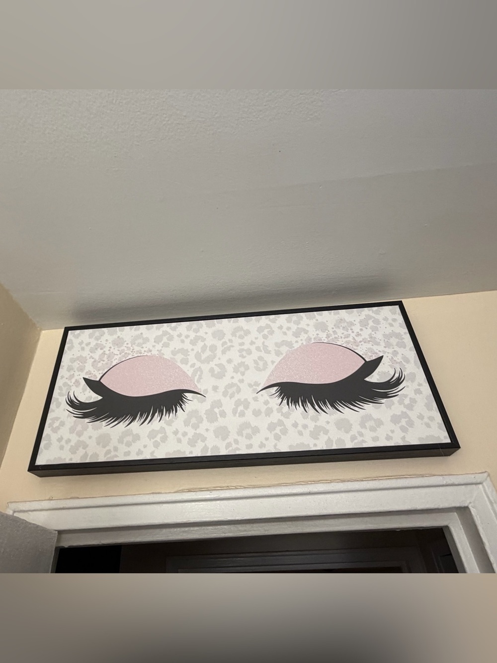 Stupell Glam Makeup Leopard Pattern Framed Giclee Art 24”x10” 💗🩶